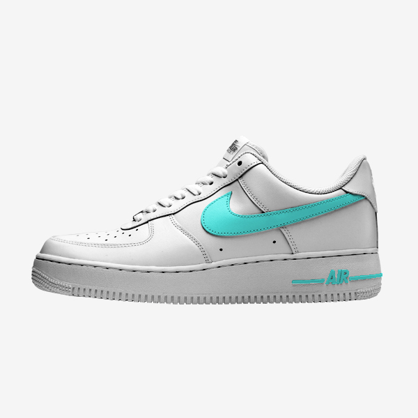 Nike Air Force 1 blanches avec virgule turquoise